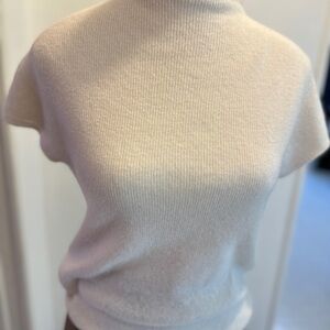 Cream Short Sleeve Knit Top